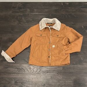 Carhartt Brown Jean Jacket with Cream Collar